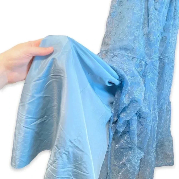 NWT Anthropologie BHLDN Beatrice Organza Maxi Dress Floral Blue Size 10 - Picture 14 of 14